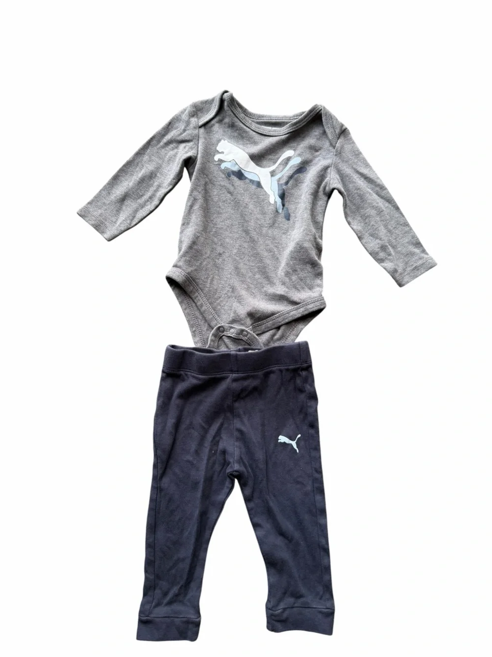 Puma Grey Long-Sleeve Bodysuit with Navy Pants - Picture 1 of 2